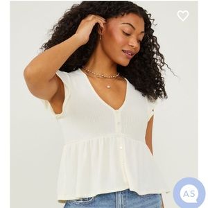 NWT Altar'd State Aubrey Ribbed Top in Ivory - XS